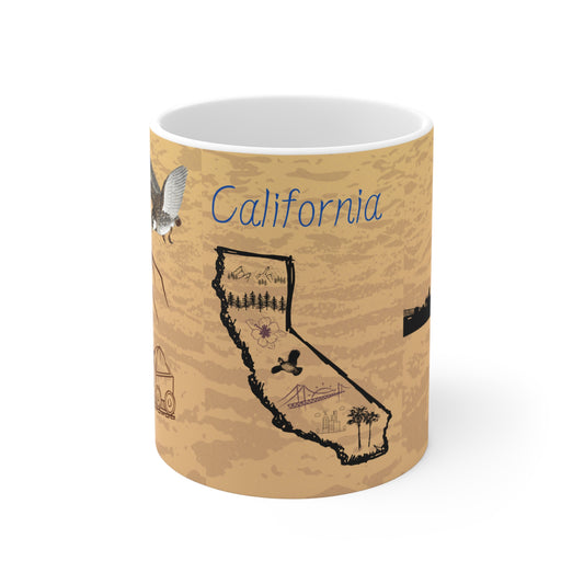 California Themed Mug 11oz, Coffee Cup, BPA & Lead Free, Drinkware, Gift for Coffee Lovers, Kitchen Decor