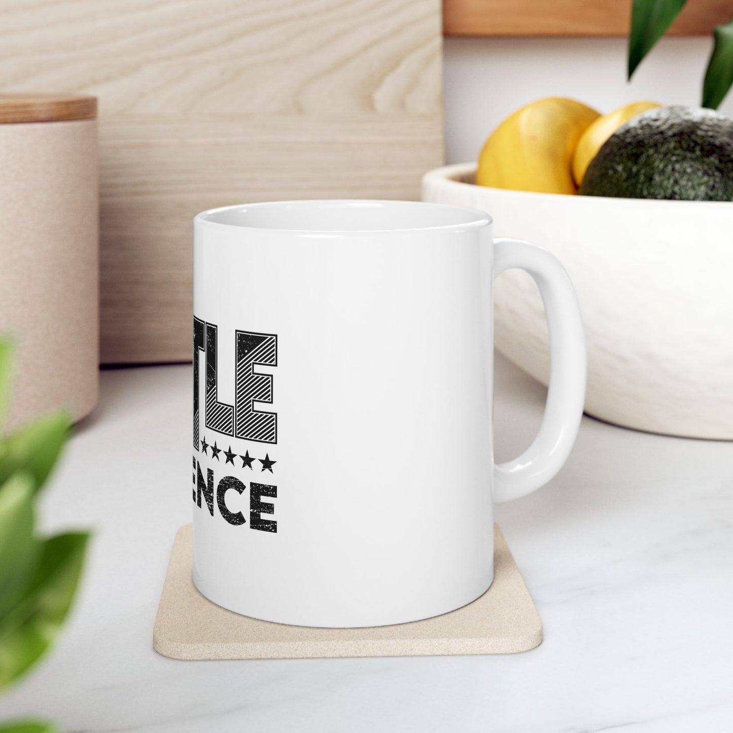 Hustle in Silence Ceramic Mug - White Variant - Motivational 11oz Coffee Mug