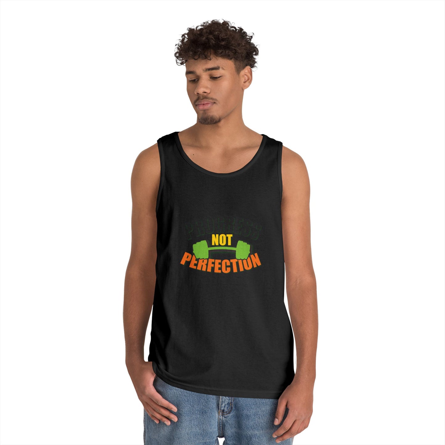 Tank Top - Gym Design Quote Heavy Cotton 100% Cotton Classic Fit