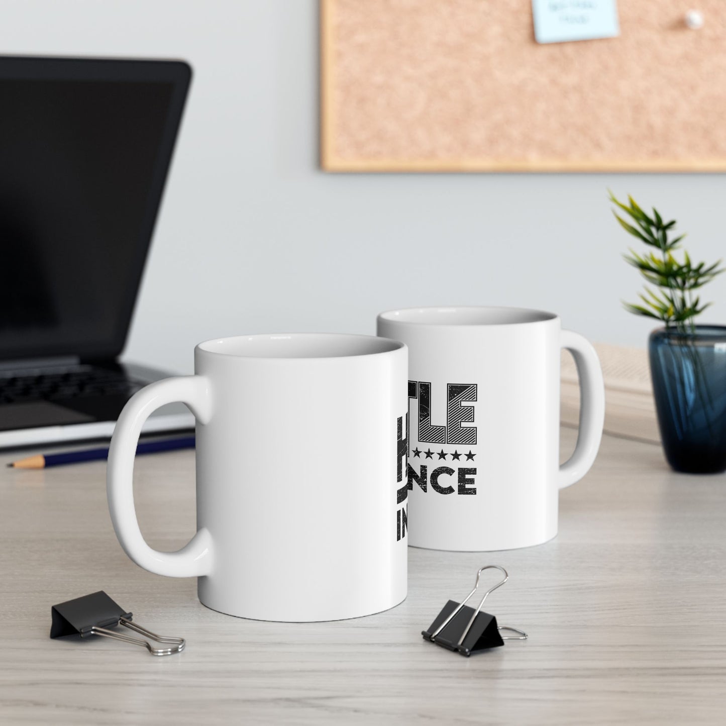 Hustle in Silence Ceramic Mug - White Variant - Motivational 11oz Coffee Mug