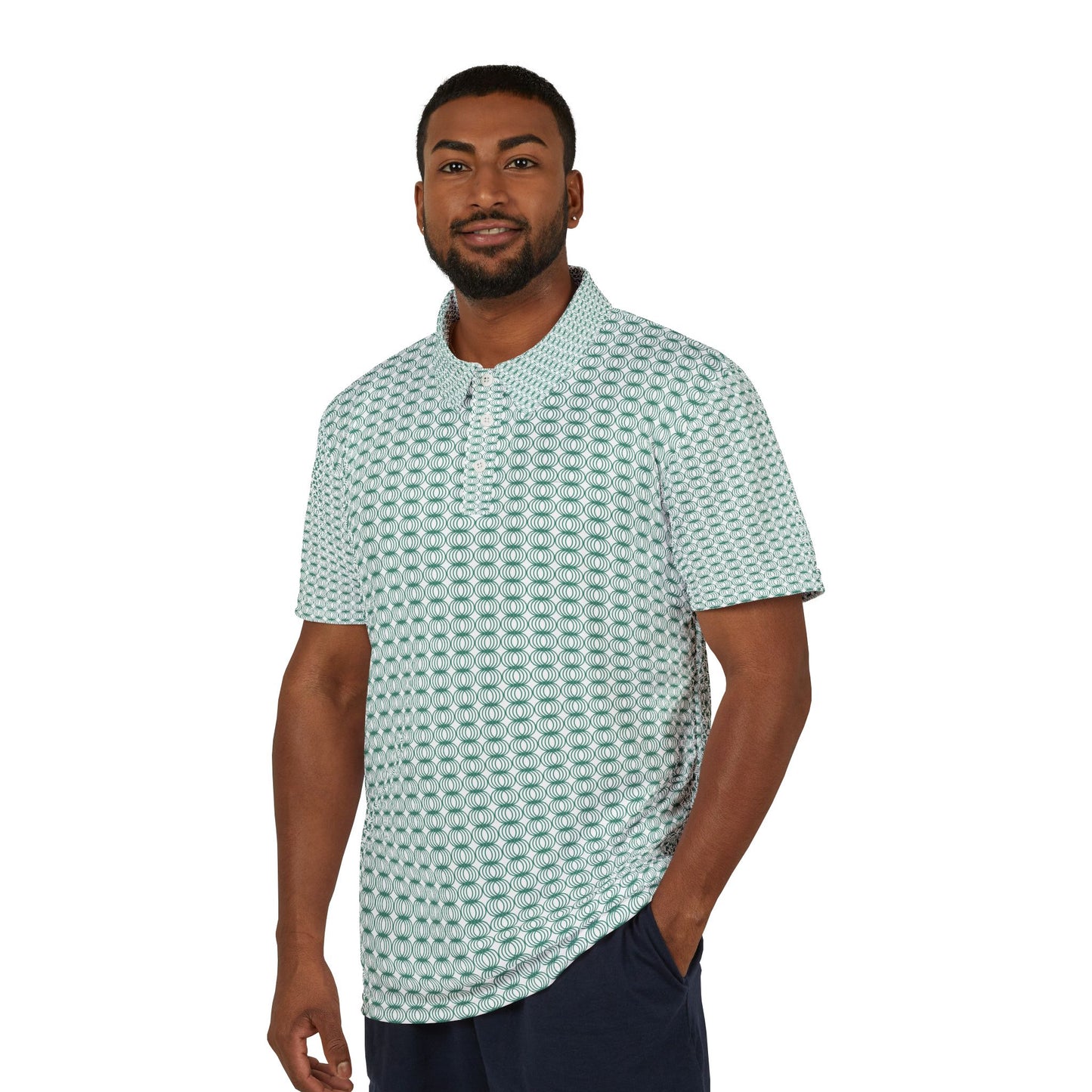 Green Pattern Unisex Polo Shirt - Great Dress Up Shirt for Everyday Use by C C Official, Dress Shirt for Men and Women, Casual Work Attire,